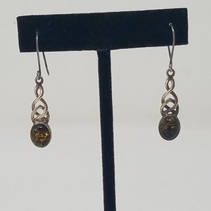 Sterling silver .925 earring yellow Baltic amber
